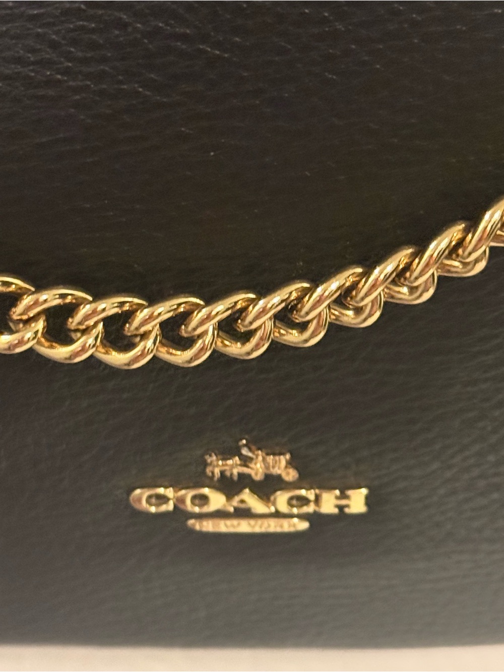 Vintage Coach Black Pebbled Leather Chain Crossbody Shoulder Bag Gold Hardware - Picture 4 of 8